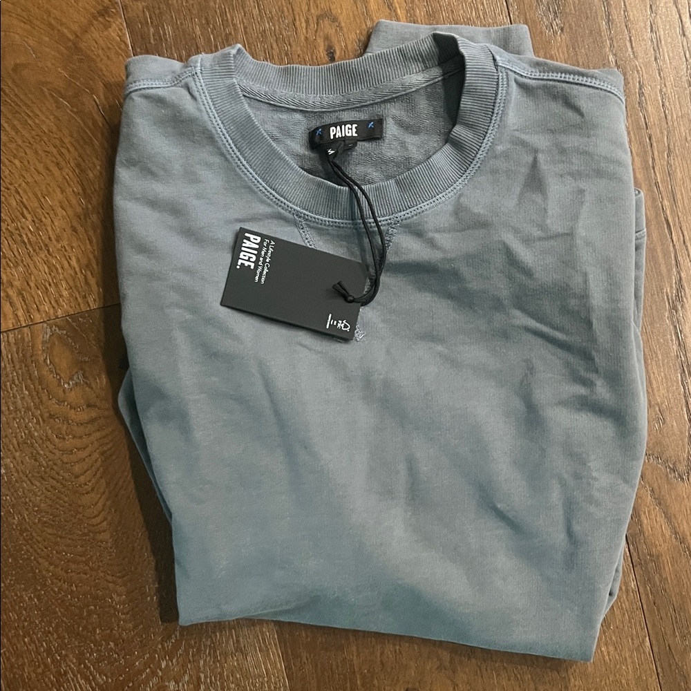 PAIGE Long Sleeve Crewneck Shirt in Slate Gray-Blue